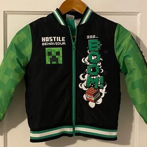 Minecraft creeper bomber jacket hostile boom boys size small 6/7